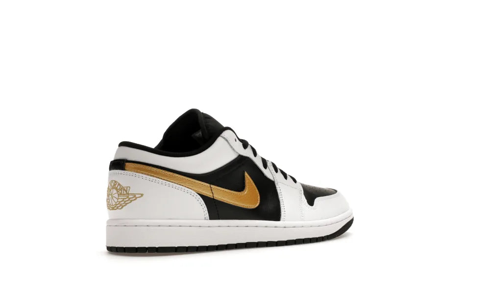 Jordan 1 Low White Black Metallic Gold Swoosh