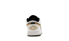 Jordan 1 Low White Black Metallic Gold Swoosh