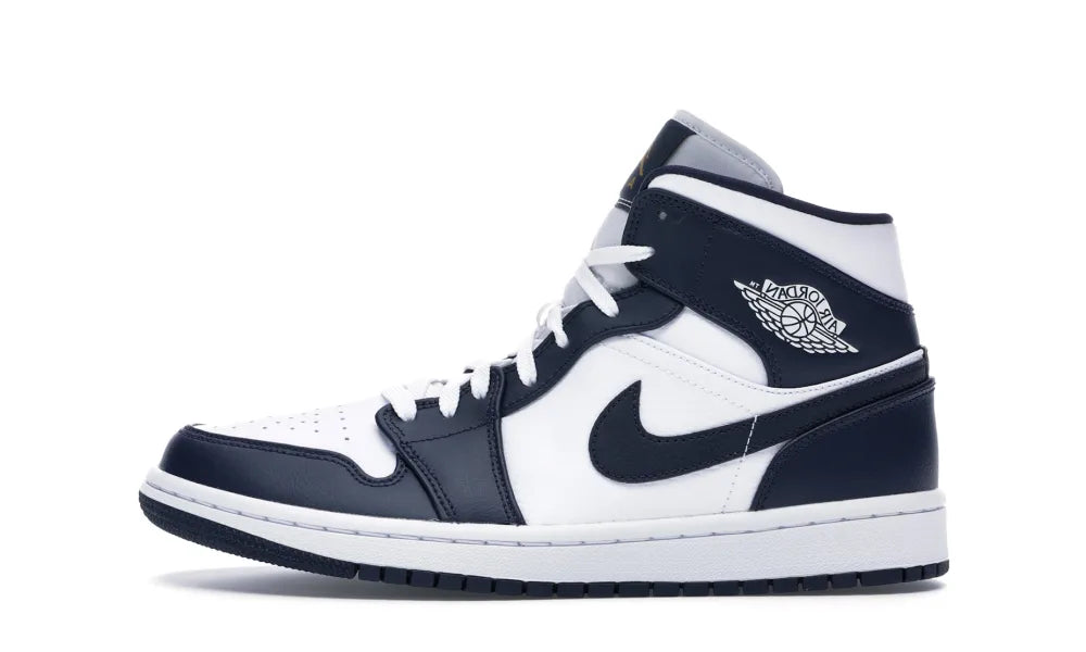 Jordan 1 Mid White Metallic Gold Obsidian