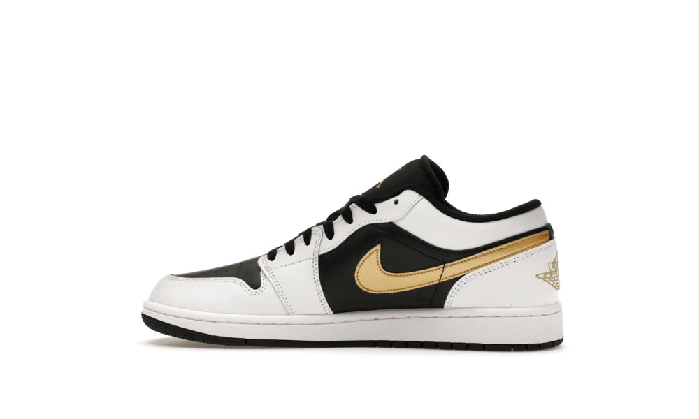 Jordan 1 Low White Black Metallic Gold Swoosh