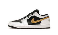 Jordan 1 Low White Black Metallic Gold Swoosh